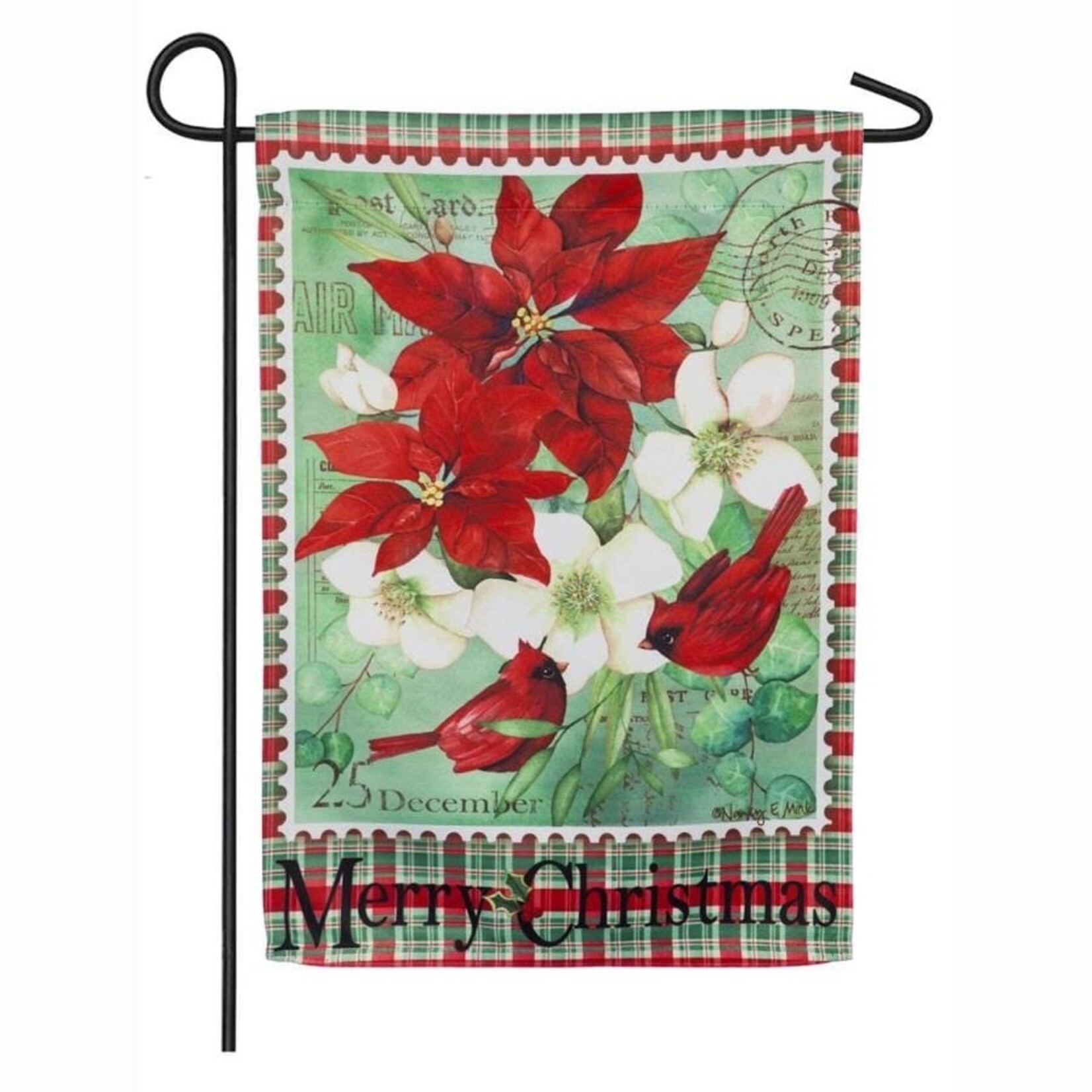 Evergreen Christmas Floral Garden Flag