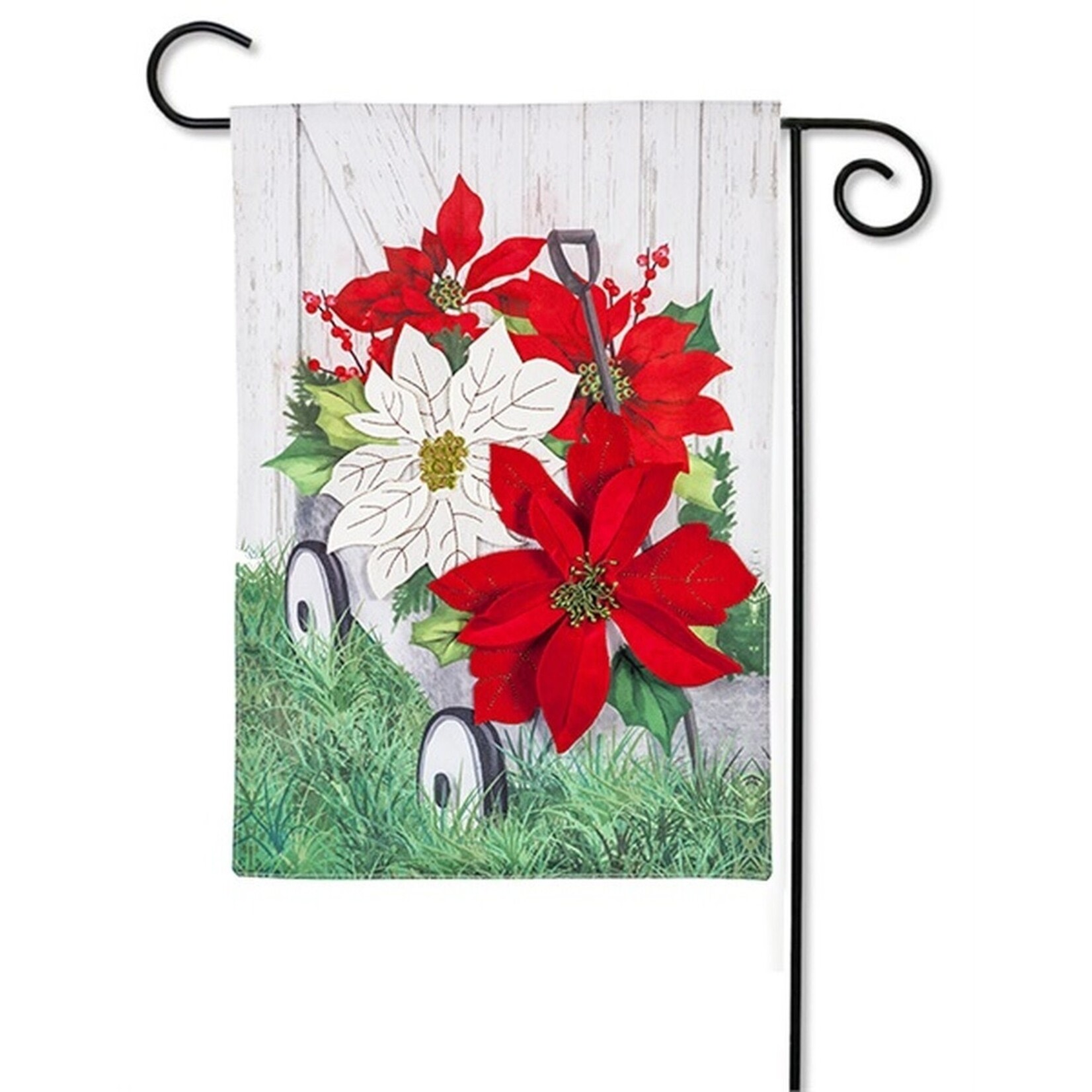 Evergreen Galvanized Wagon With Poinsettias