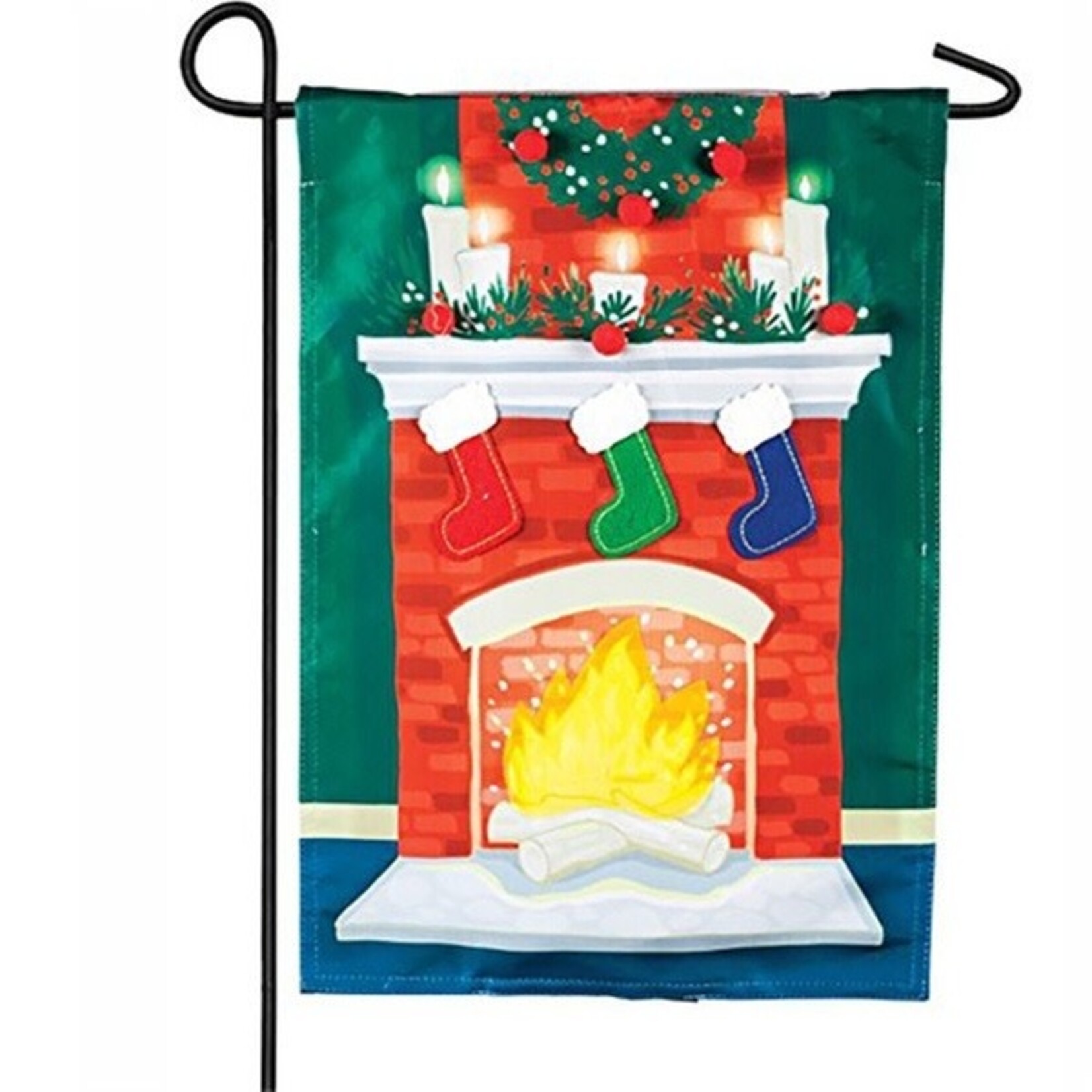 Evergreen Fireplace Solar LED Garden Flag