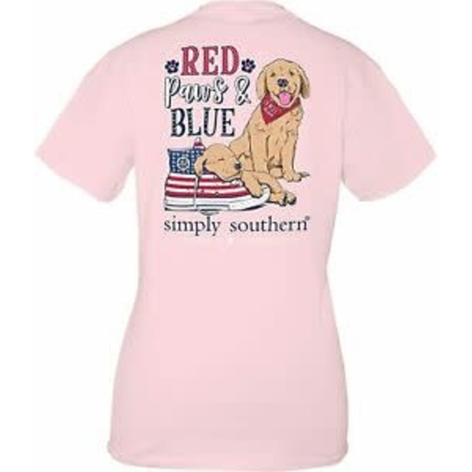 Simply Southern SS Red, Paws, And Blue Tee Youth Small