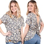 Simply Southern SS Leopard Knot Back Top