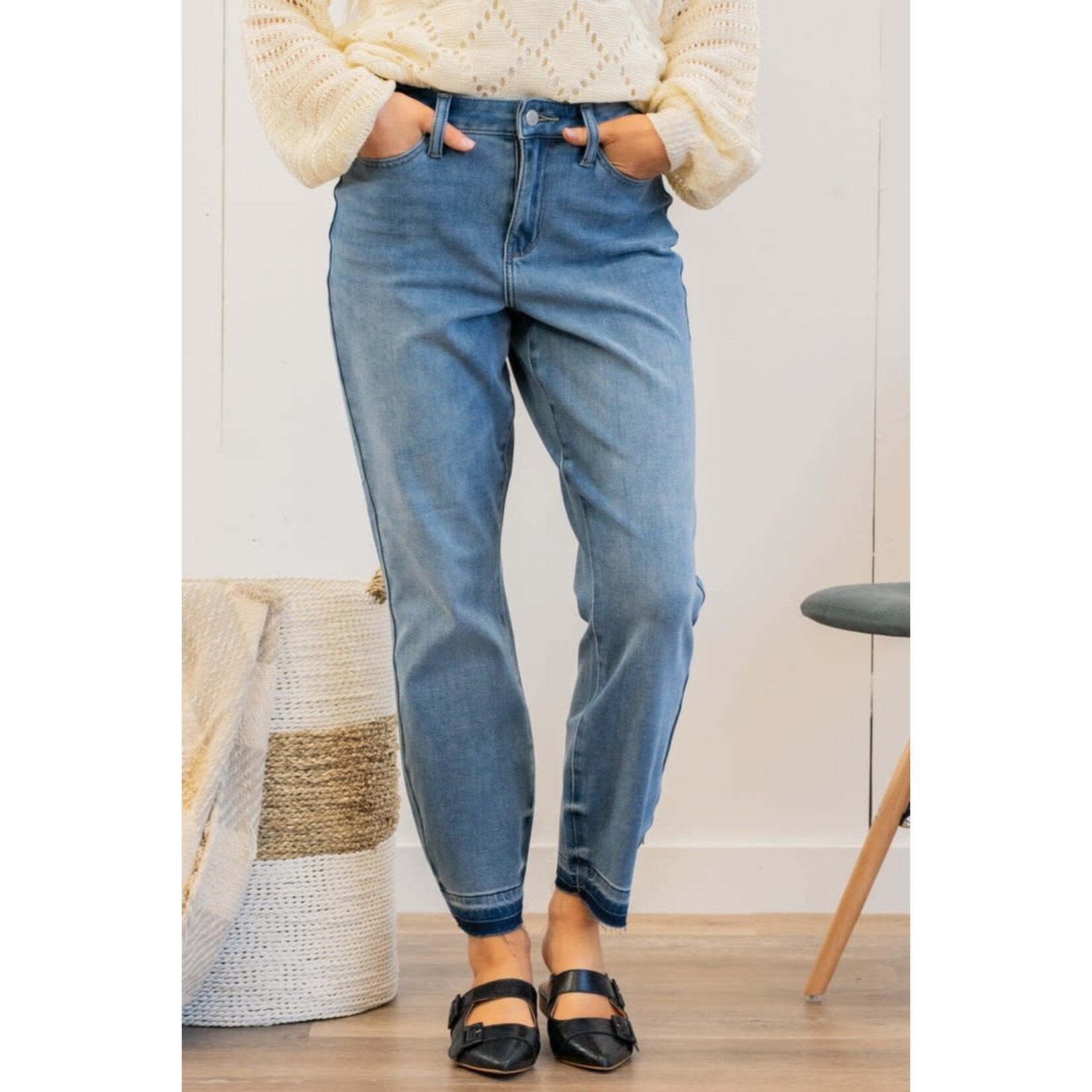 Judy Blue Judy Blue ThermaDenim Undone Hem Boyfriend Jeans 88208