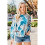 Simply Southern SS Blue Corded Crewneck Small