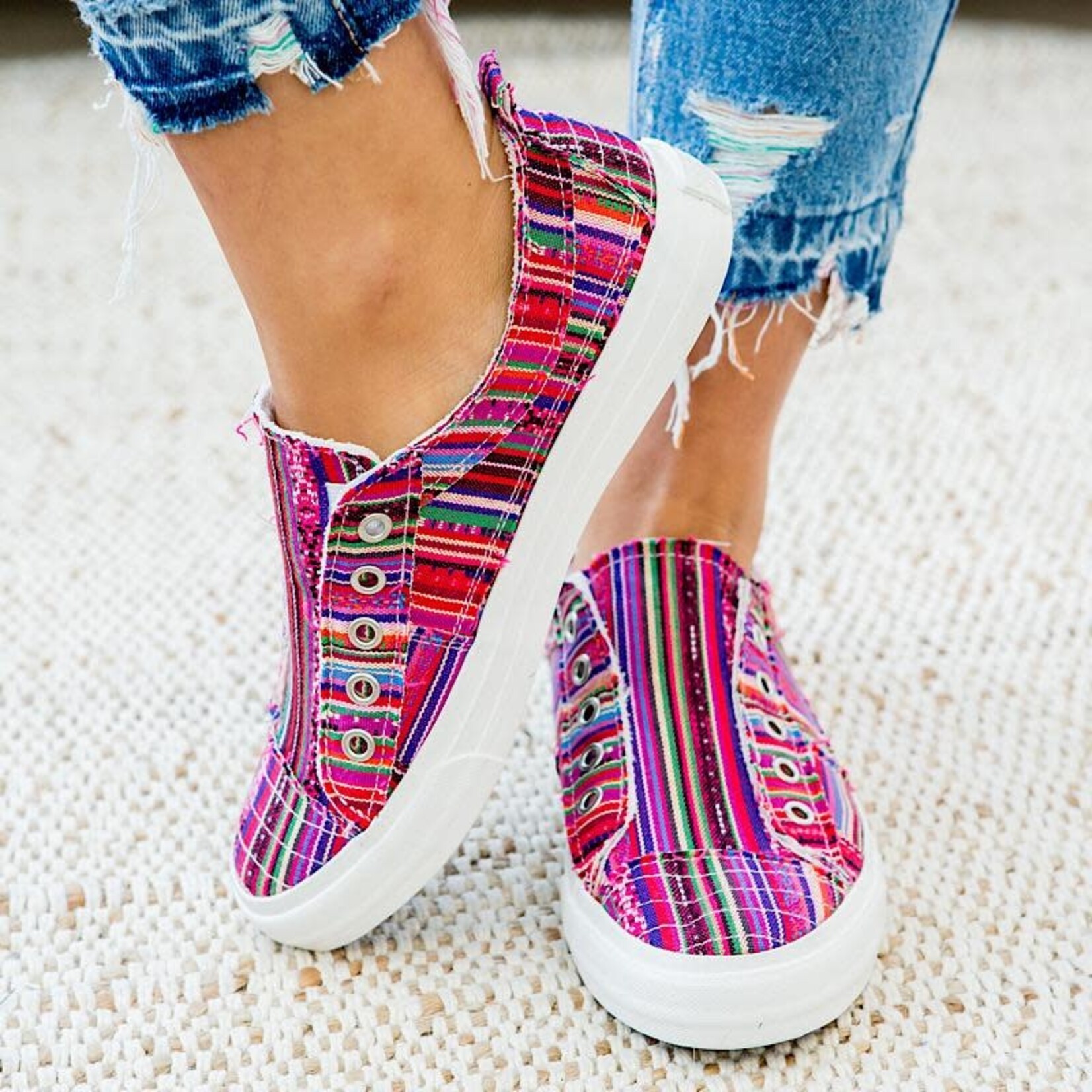 Gypsy Jazz Gyspy Jazz Pedra Canvas Shoes Pink Stripe sz 6