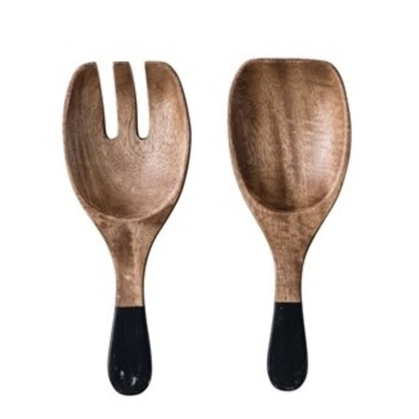 Creative Co-op Hand Carved Wood Salad Servers
