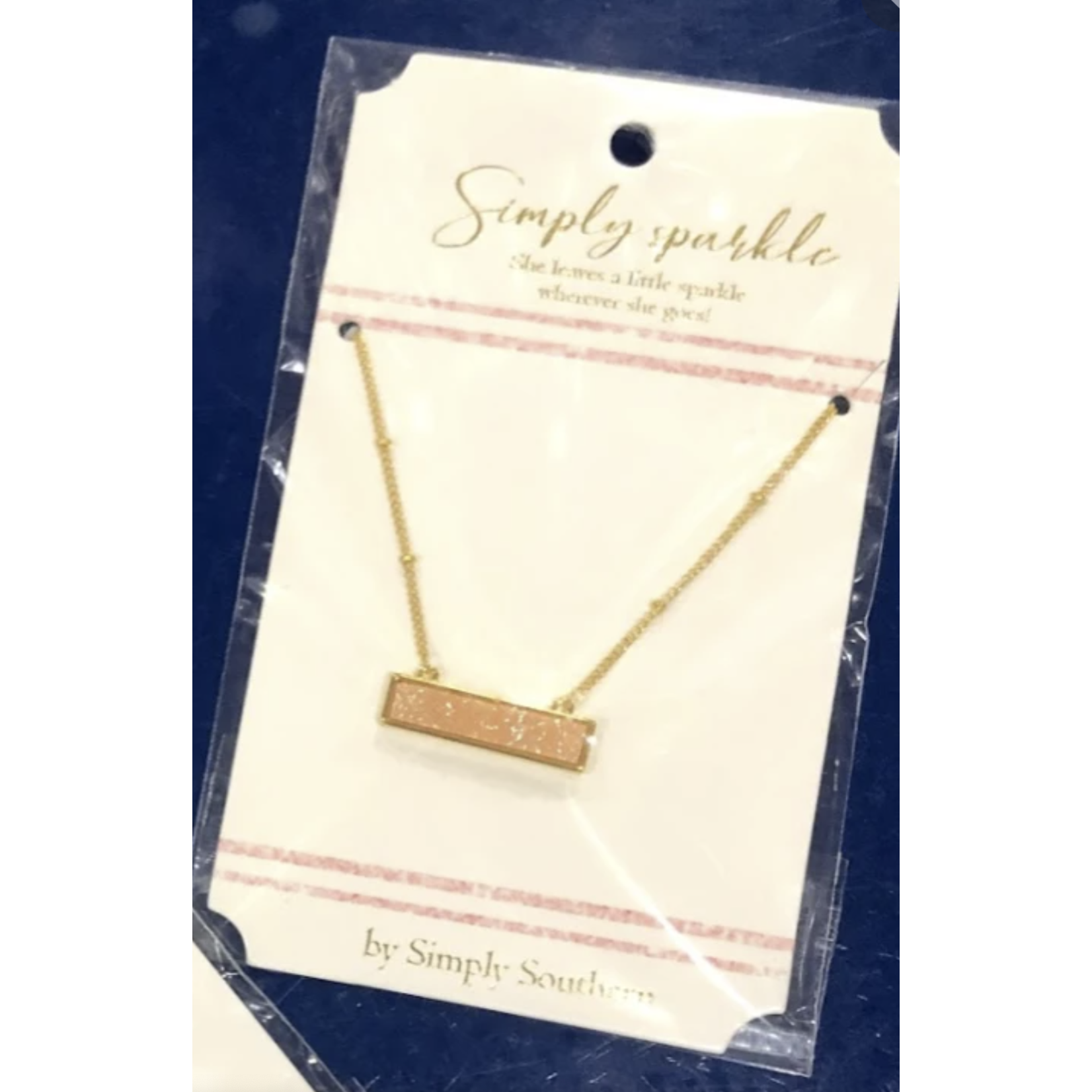 Simply Southern Sparkle Rectangle Necklaces Blue-Purple