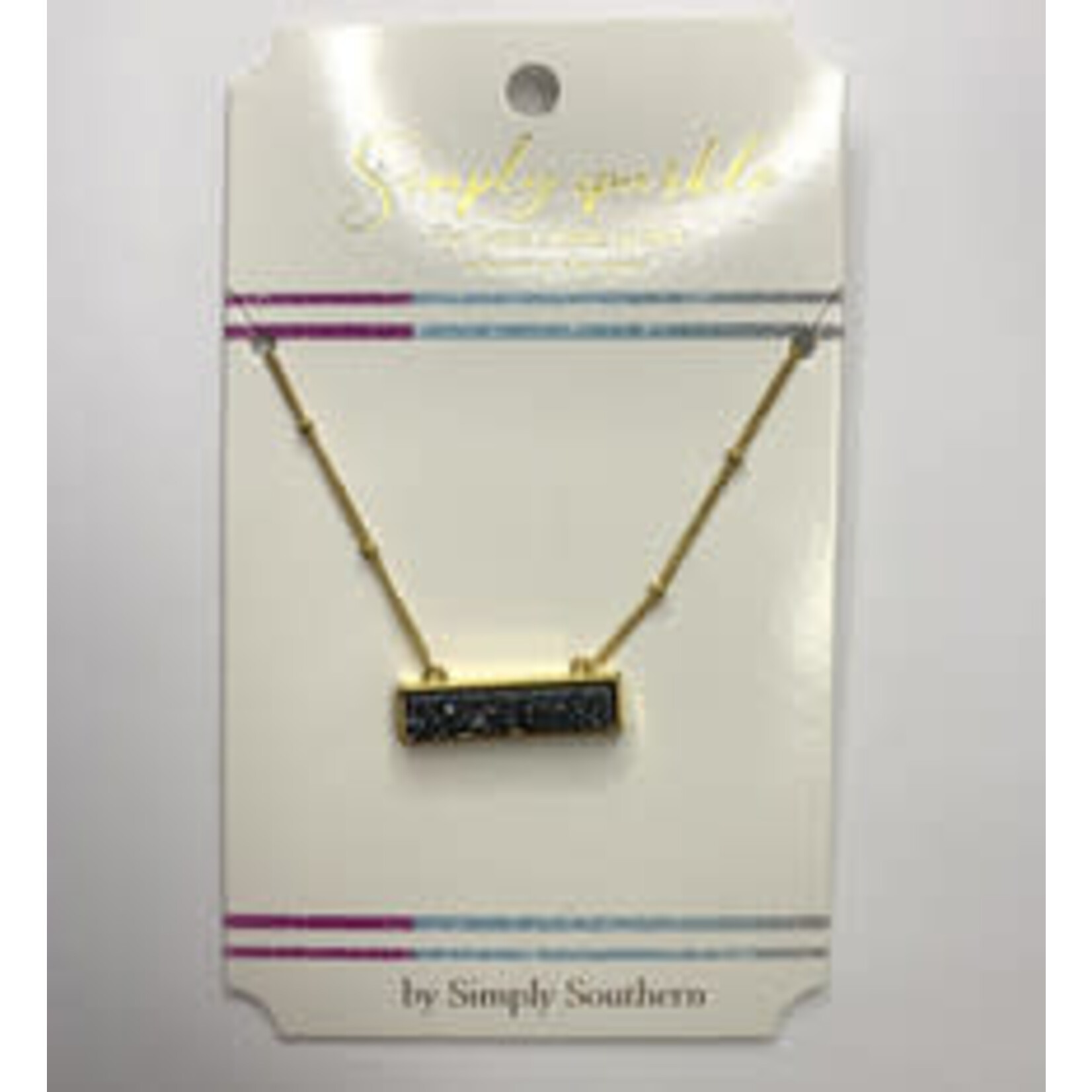 Simply Southern Sparkle Rectangle Necklaces Blue-Purple