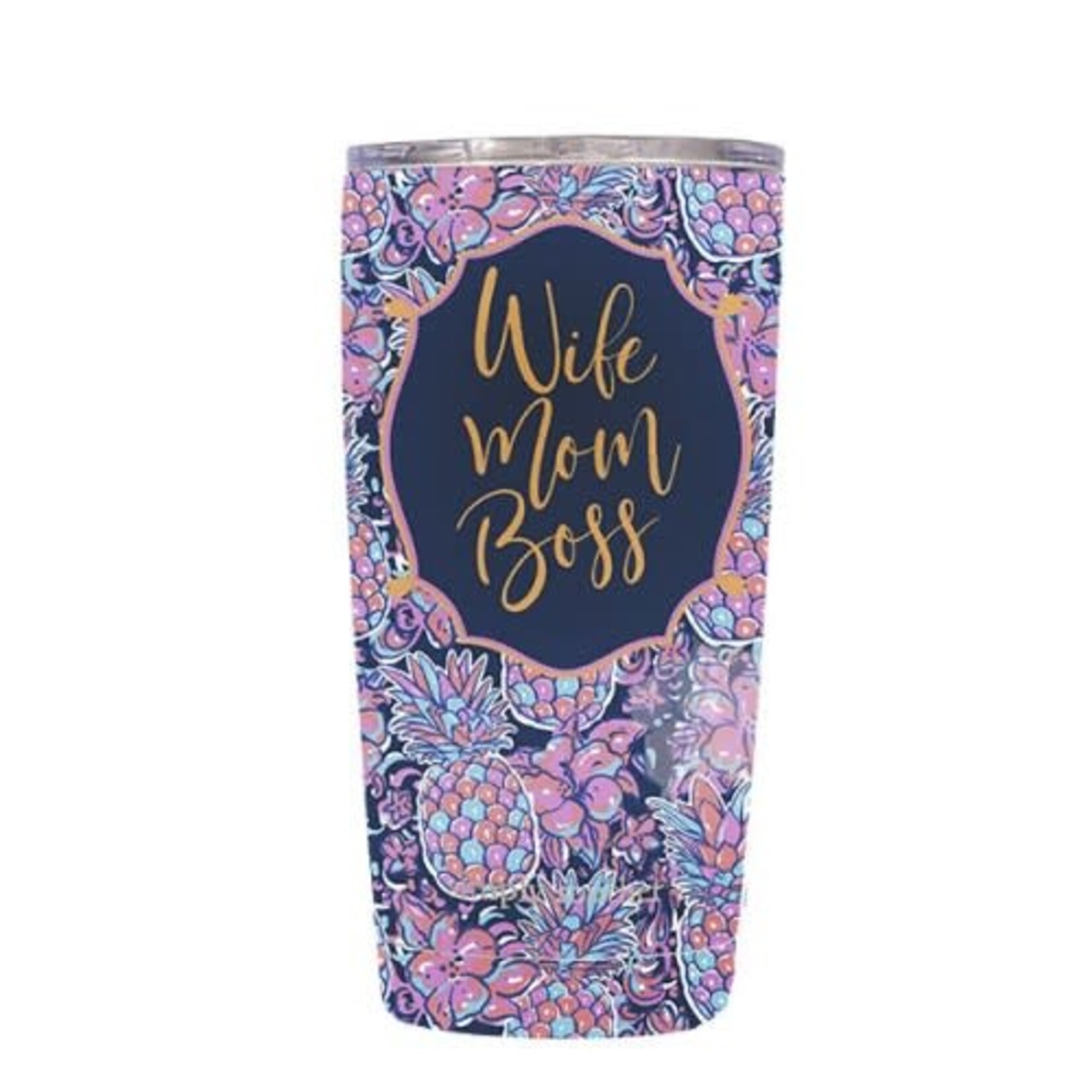 Simply Southern SS 20 Oz Tumbler-Patterned Wife Mom Boss
