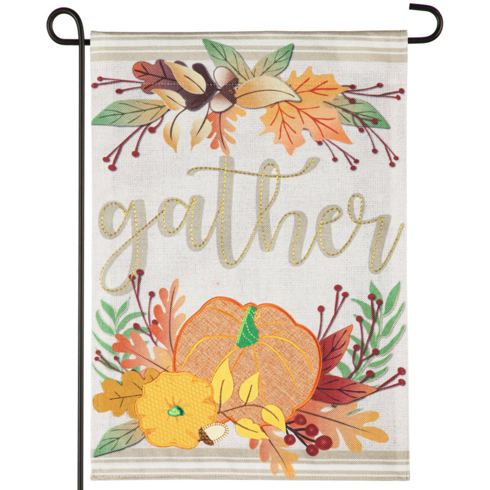 Evergreen Autumn Gather Burlap Garden Flag