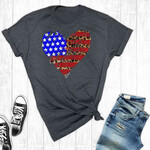 Rebel Rose Patriotic Distressed Leopard Heart Graphic T-Shirt