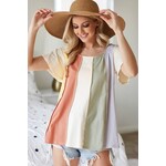 Bibi Clothing Color Block with Exposed Stitching Top