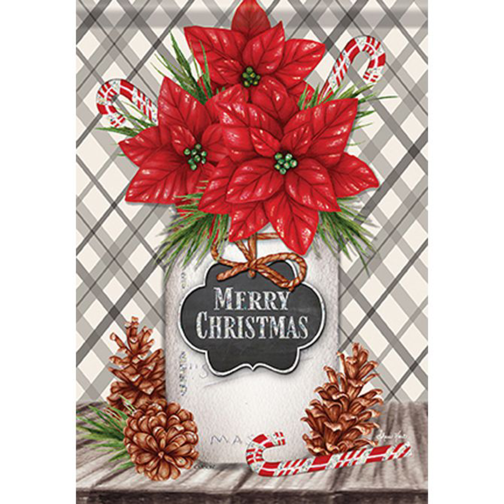 Carson Poinsettia Jar Glittertrends Garden Flag