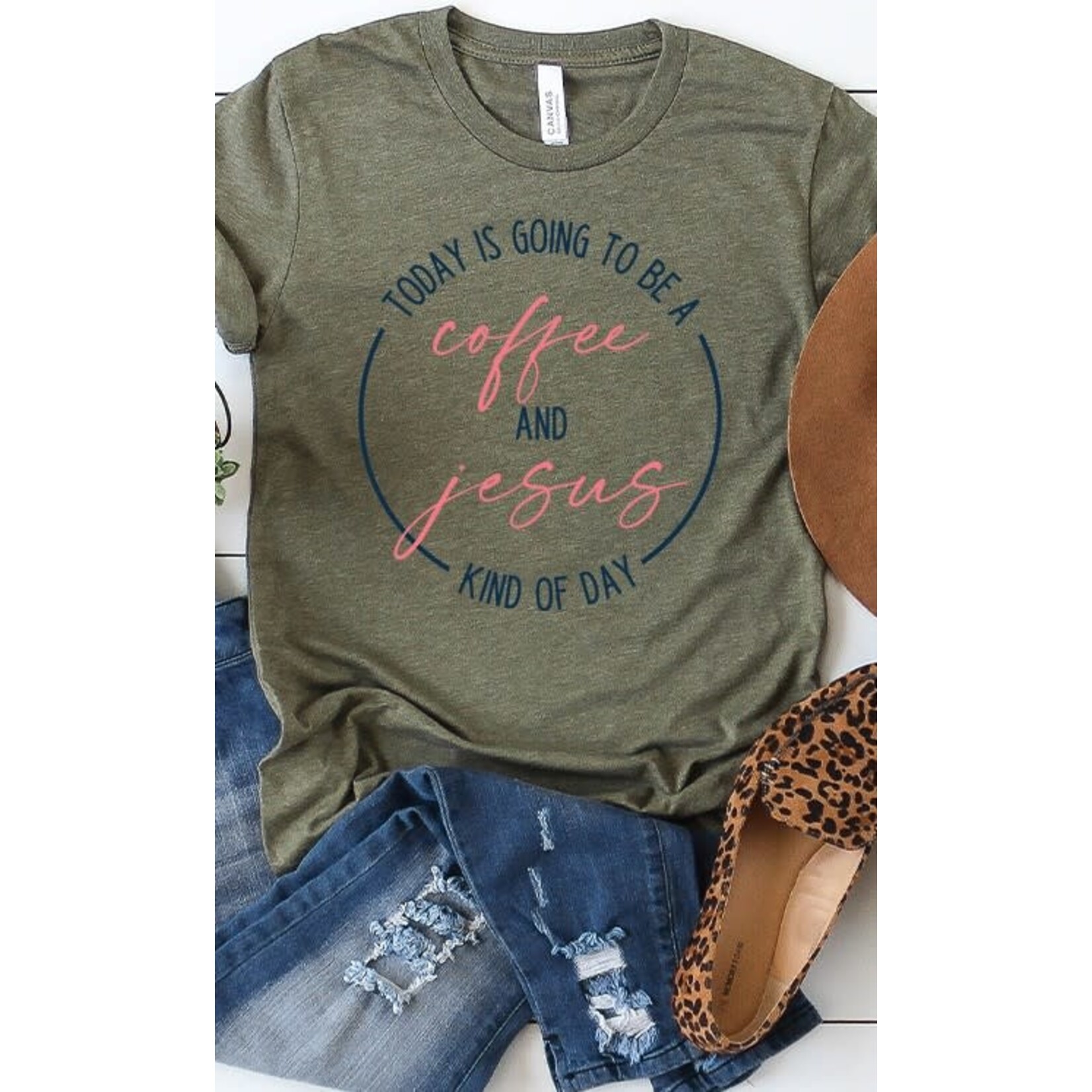 Kissed Apparel Today is Going to be a Coffee and Jesus Kind of Day Graphic Tee