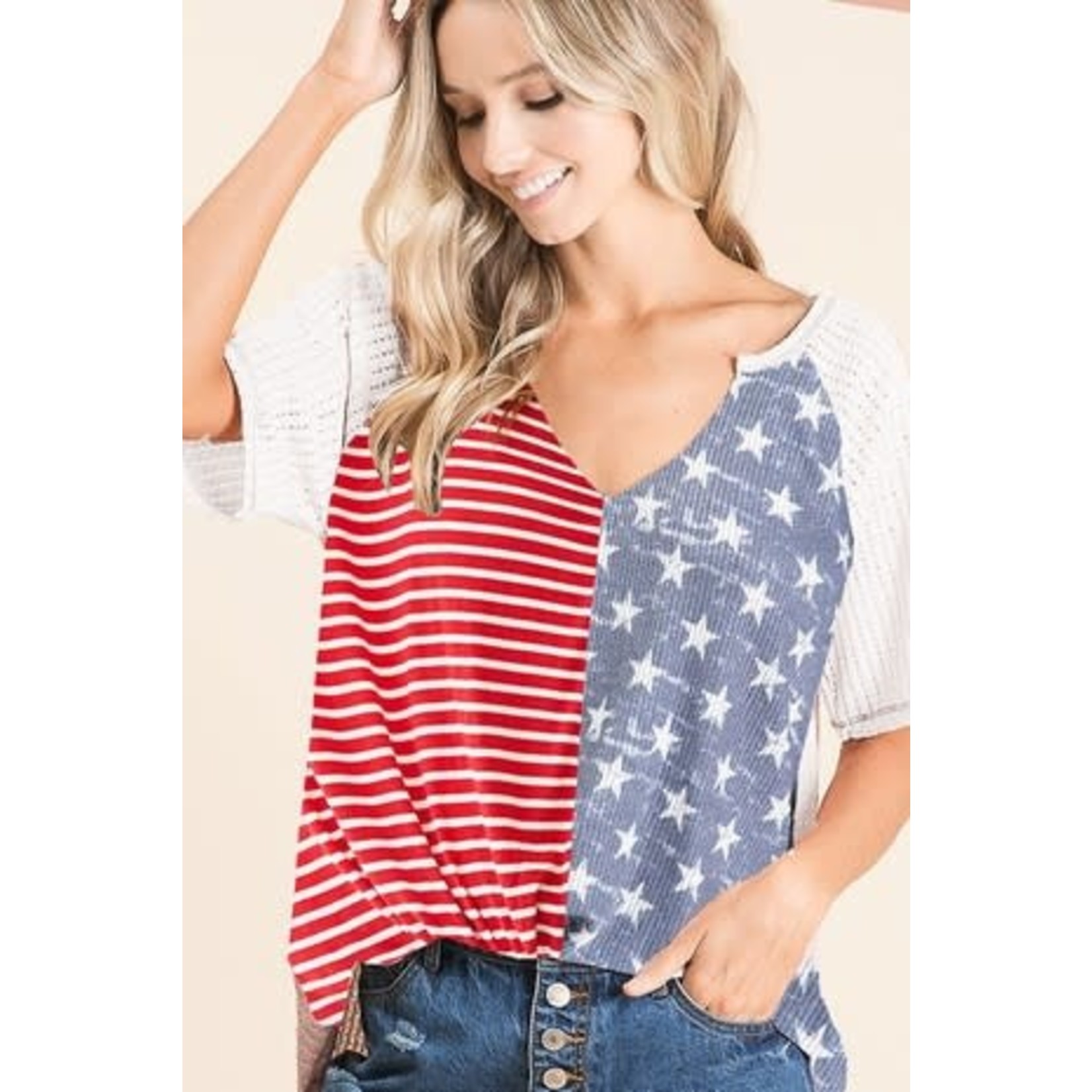 Bibi Clothing Bibi Stars and Stripes Block Top Size Large