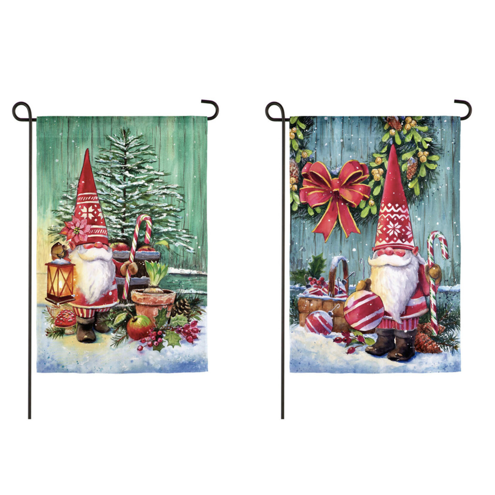 Evergreen Christmas Gnomes Garden Flag