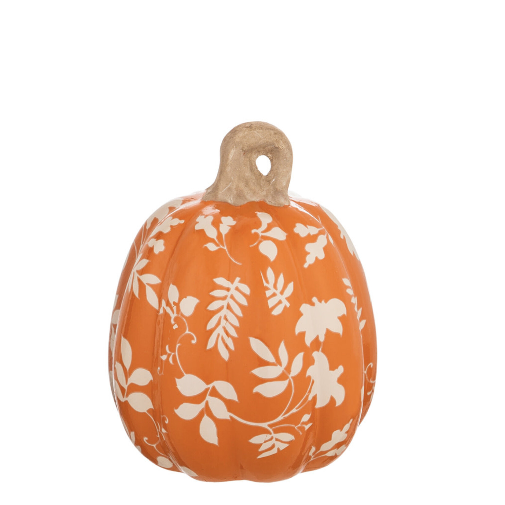 Evergreen Autumn Blooms Ceramic Pumpkin