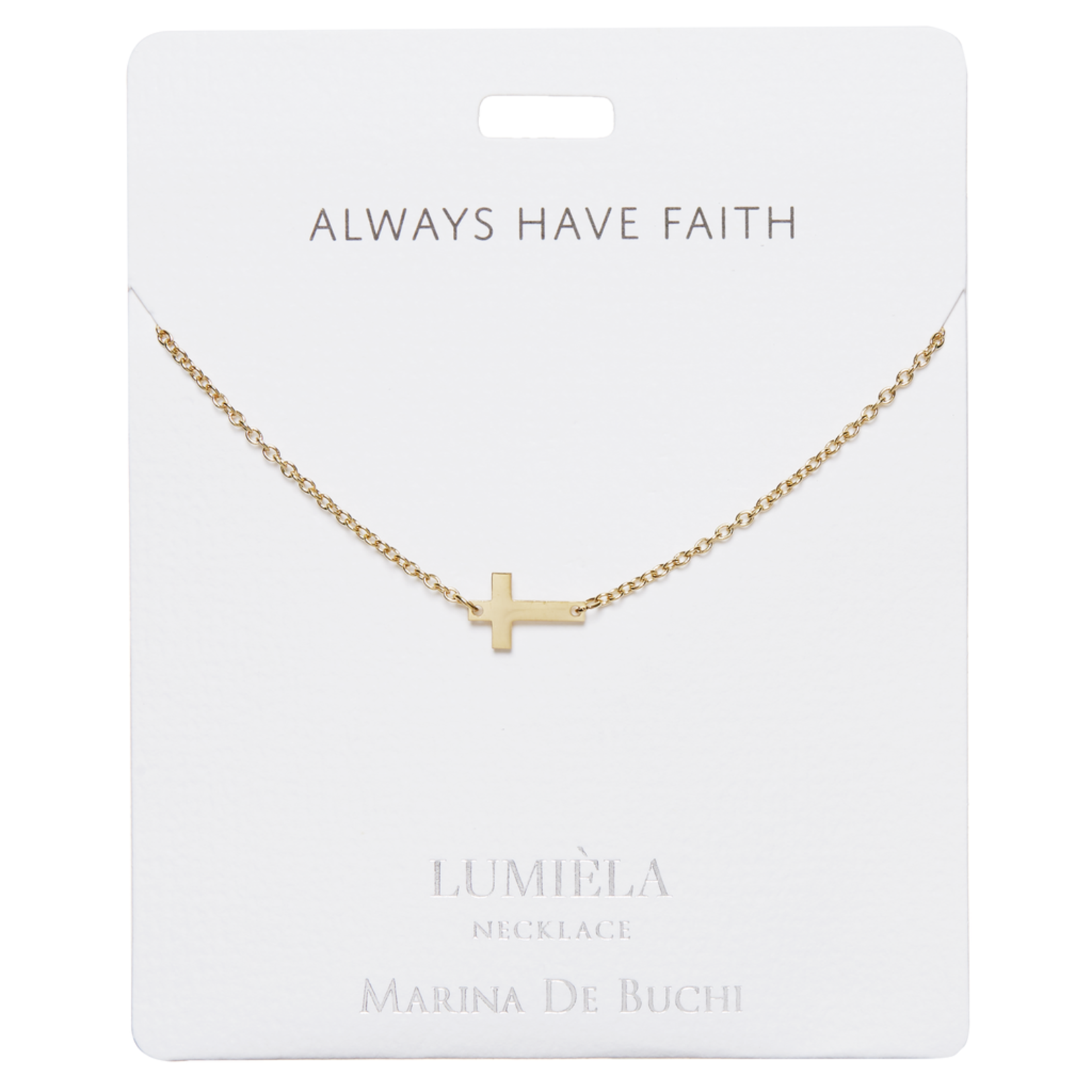 Lumiela 'Always Have Faith' Gold-Plated Cross Lumiela Necklace
