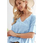 Bibi Clothing Bibi Triblend Knit with Reverse Out Stitching Detail Top