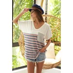 Bibi Clothing BiBi American Flag Color block Top with Pocket