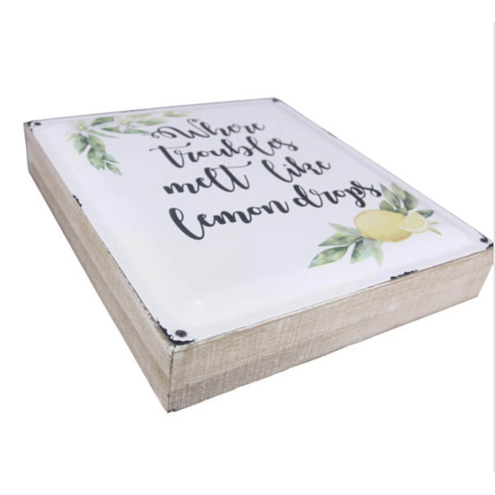 Youngs Wood/Enamel Lemon Box Sign