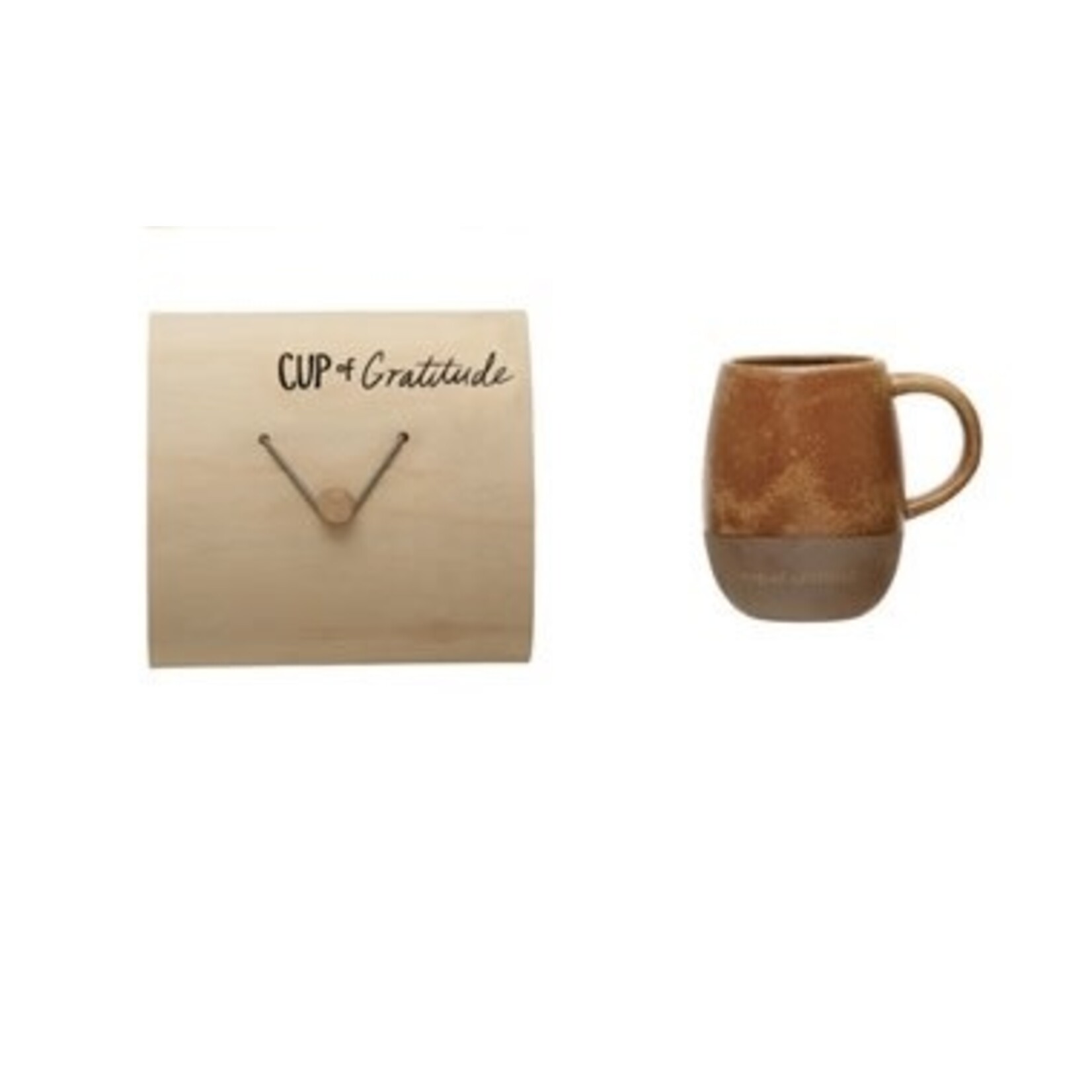 Creative Co-op Stoneware Mug w/Wood Gift Box