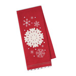 Design Imports Falling Snowflakes Embellished Dishtowel