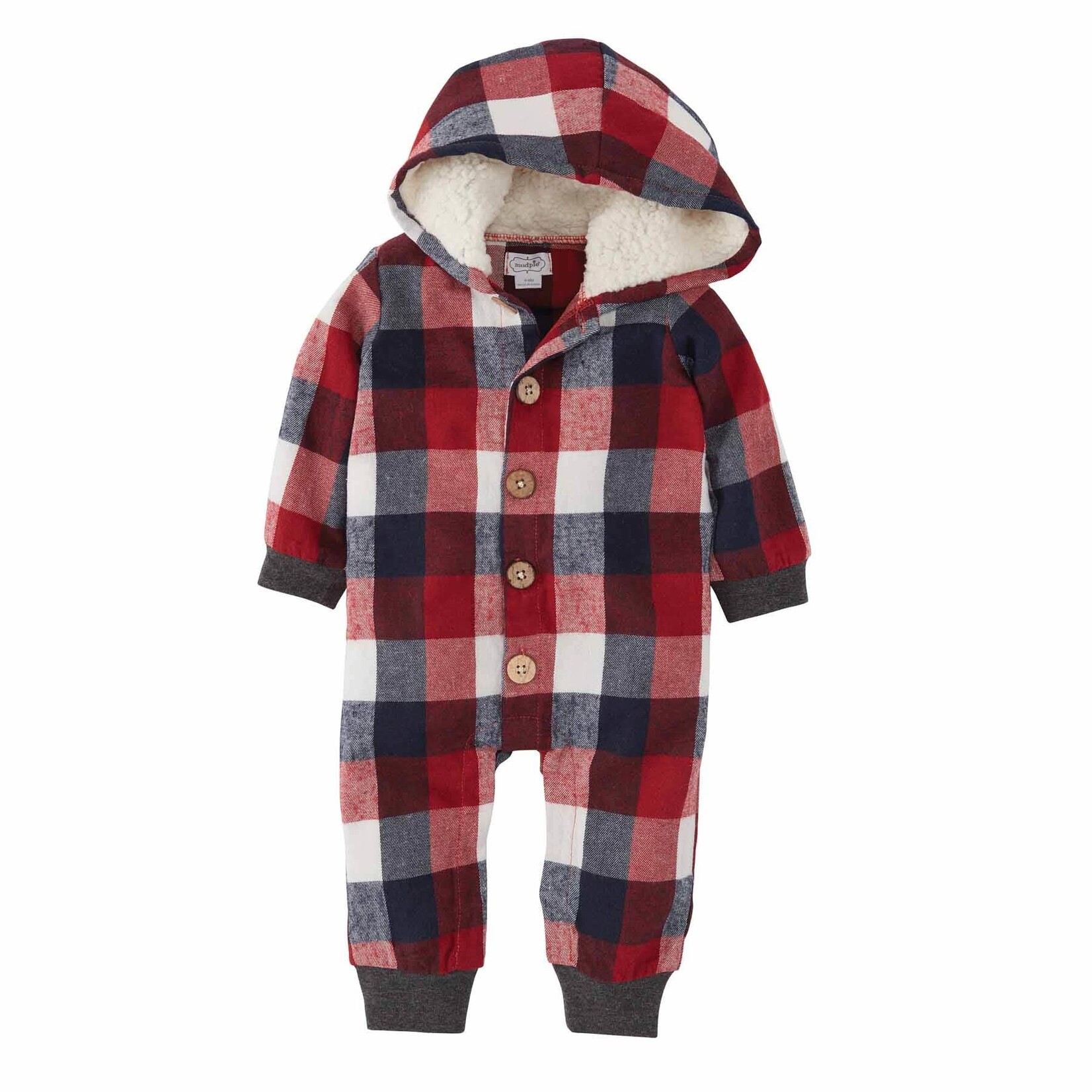 Mudpie Buffalo Check Hooded Onesie