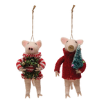 Creative Co-op Wool Pig Ornament