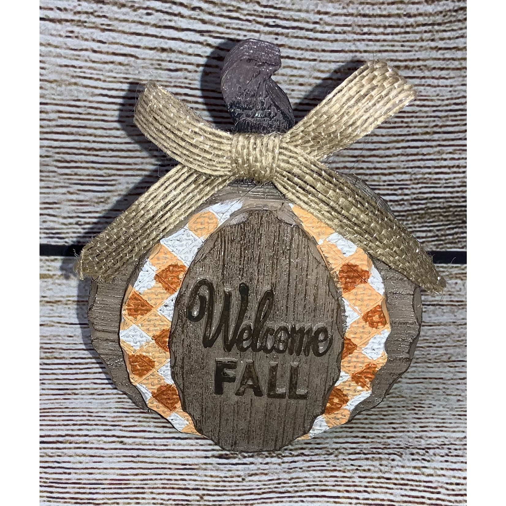 Gerson Resin Harvest Pumpkin w/Plaid, 4.5”