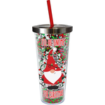 Spoontiques Christmas Gnome Glitter Cup w/Straw