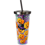 Spoontiques Pumpkins Glitter Cup w/Straw