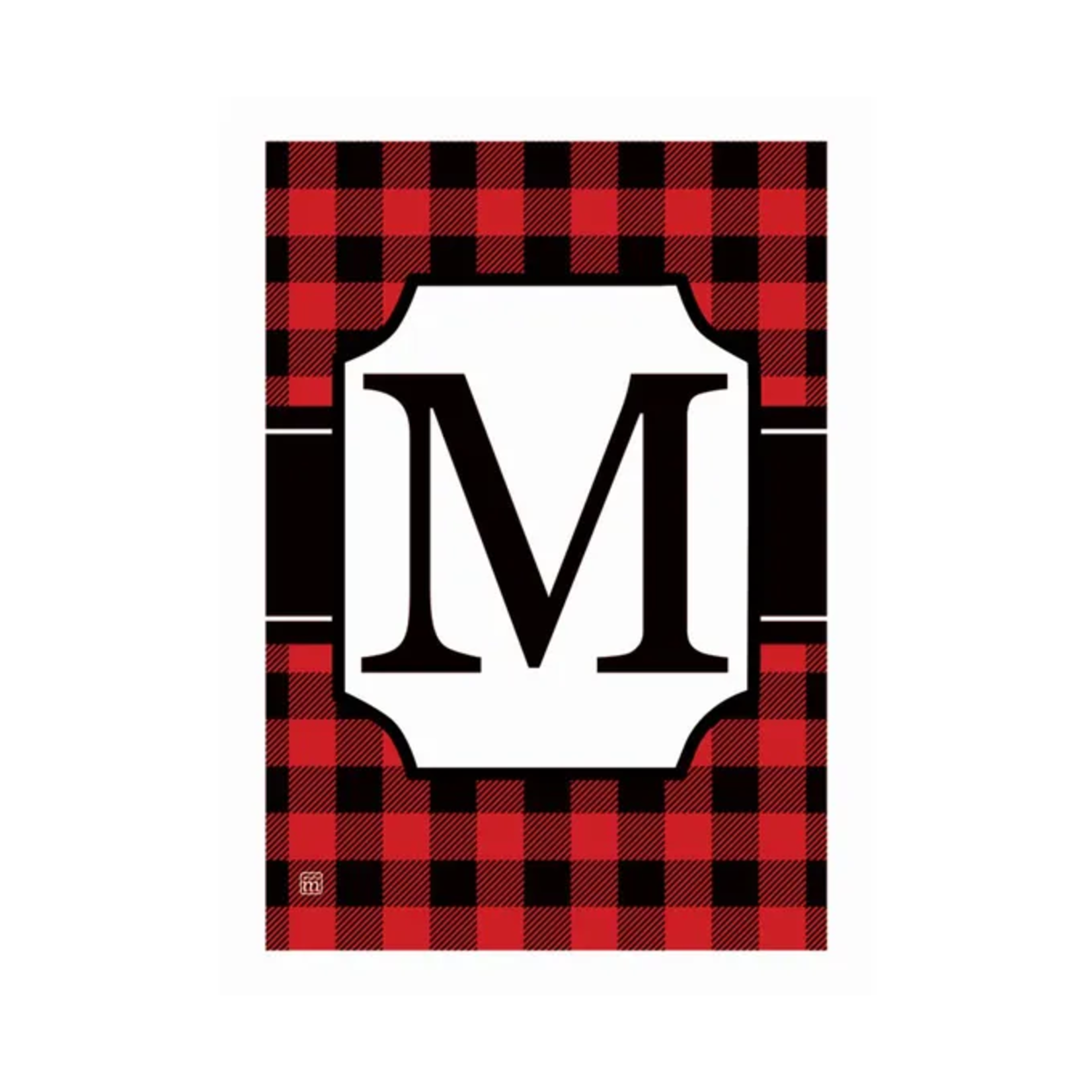 Studio M Red & Black Check Monogram Garden Flag
