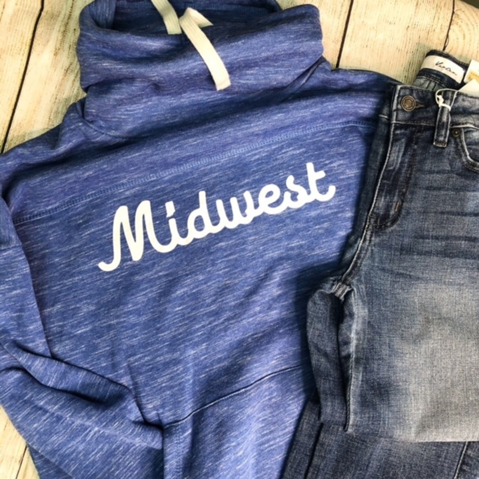 AGP Midwest Cowl Neck Blue Hoodie