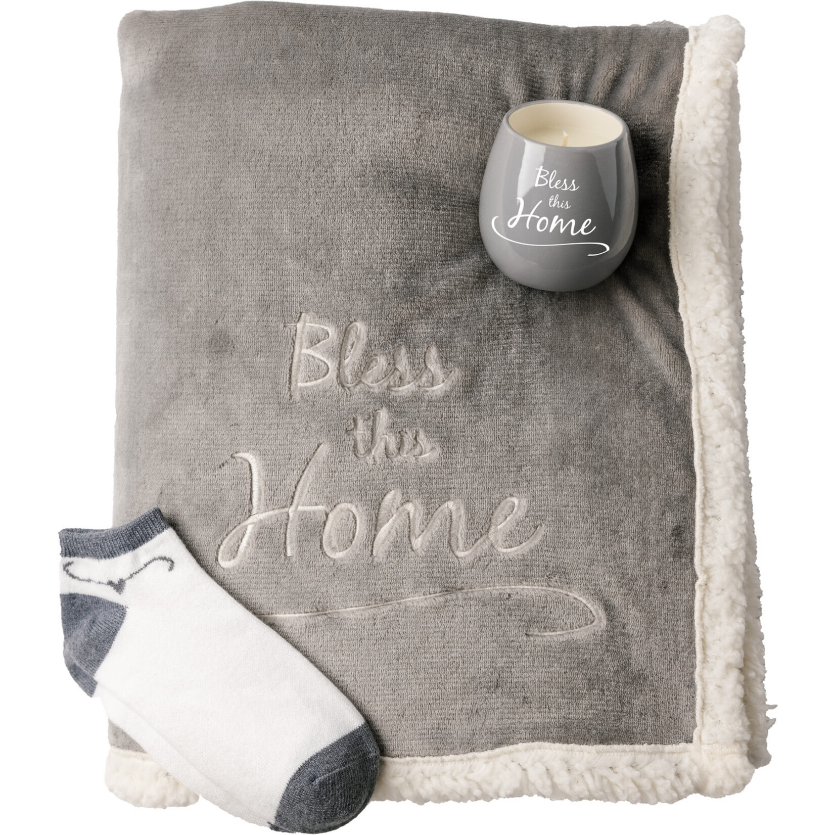Pavilion “Home” Royal Plush Sherpa Lined Blanket Gift Set