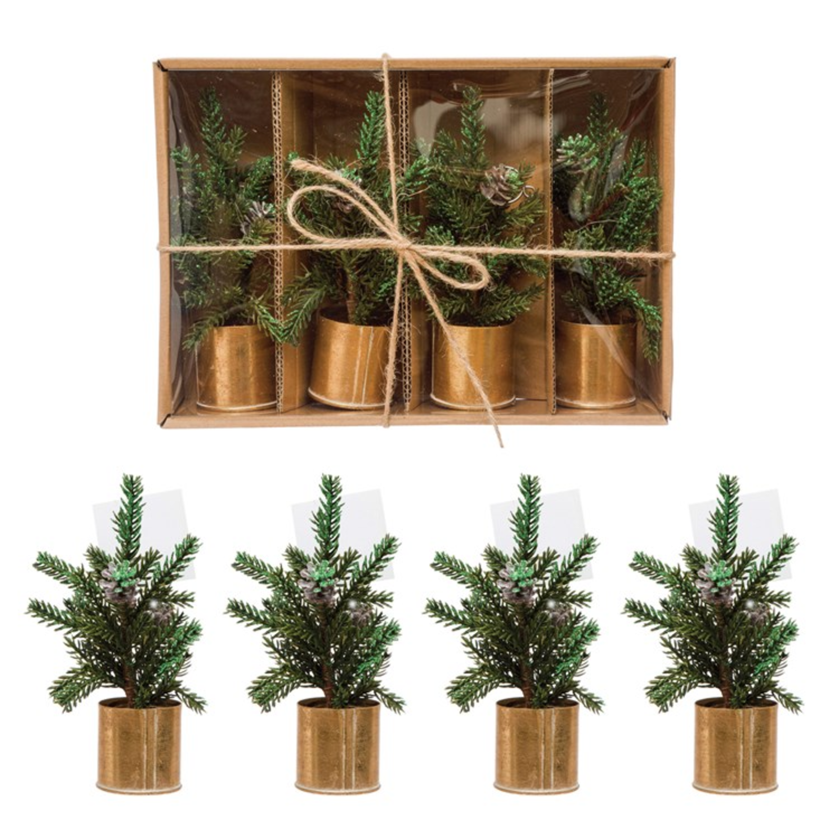Creative Co-op Pine Tree Place Card Holders, Boxed Set of 4