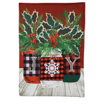 Evergreen Joy Mason Jar Trio Garden Burlap Flag