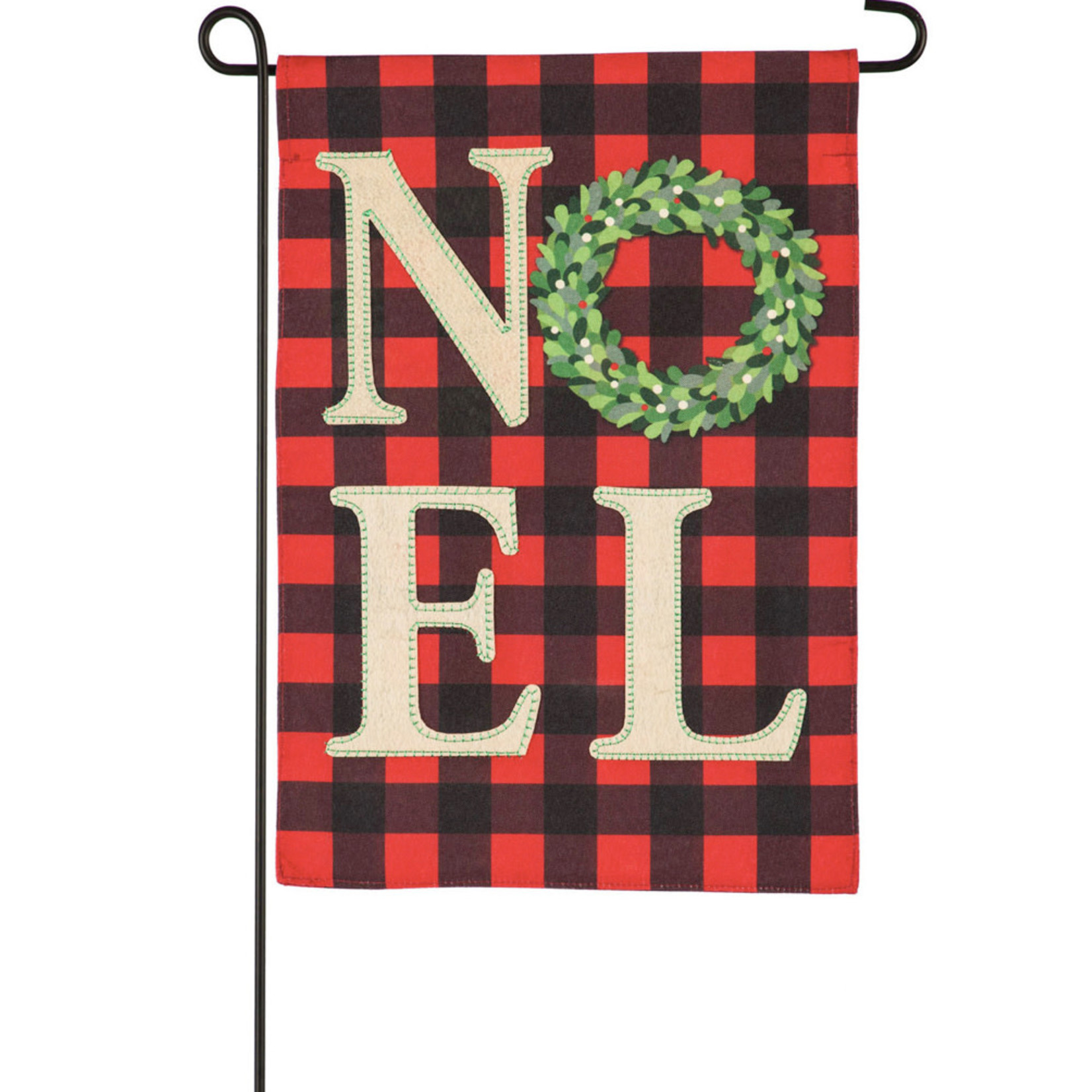 Evergreen Noel Wreath Garden Linen Flag