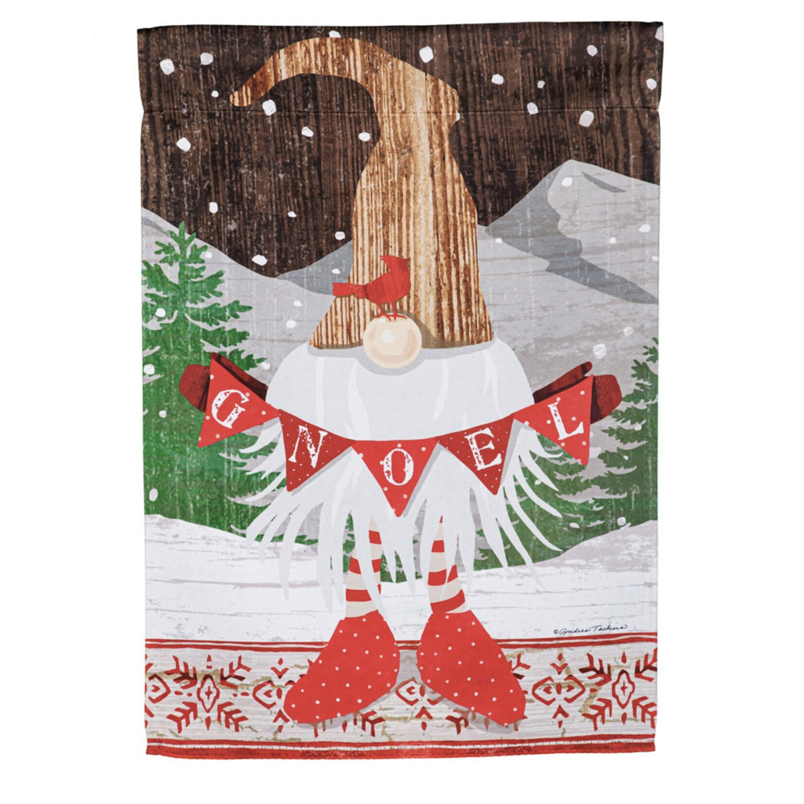 Evergreen Gnoel Gnome Garden Suede Flag
