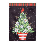 Evergreen Red Chinoiserie Topiary Garden Suede Flag