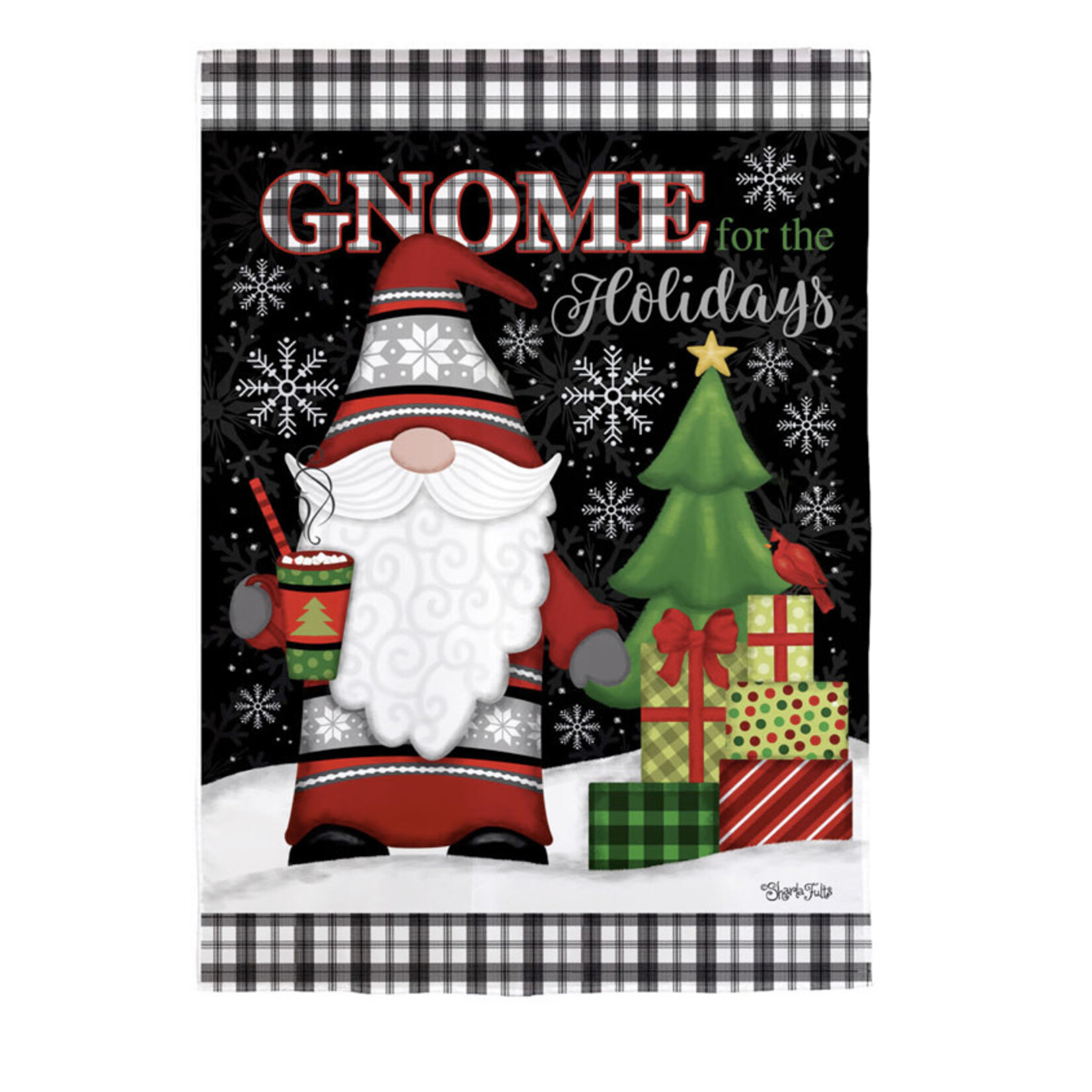 Evergreen Gnome for the Holidays Garden Suede Flag
