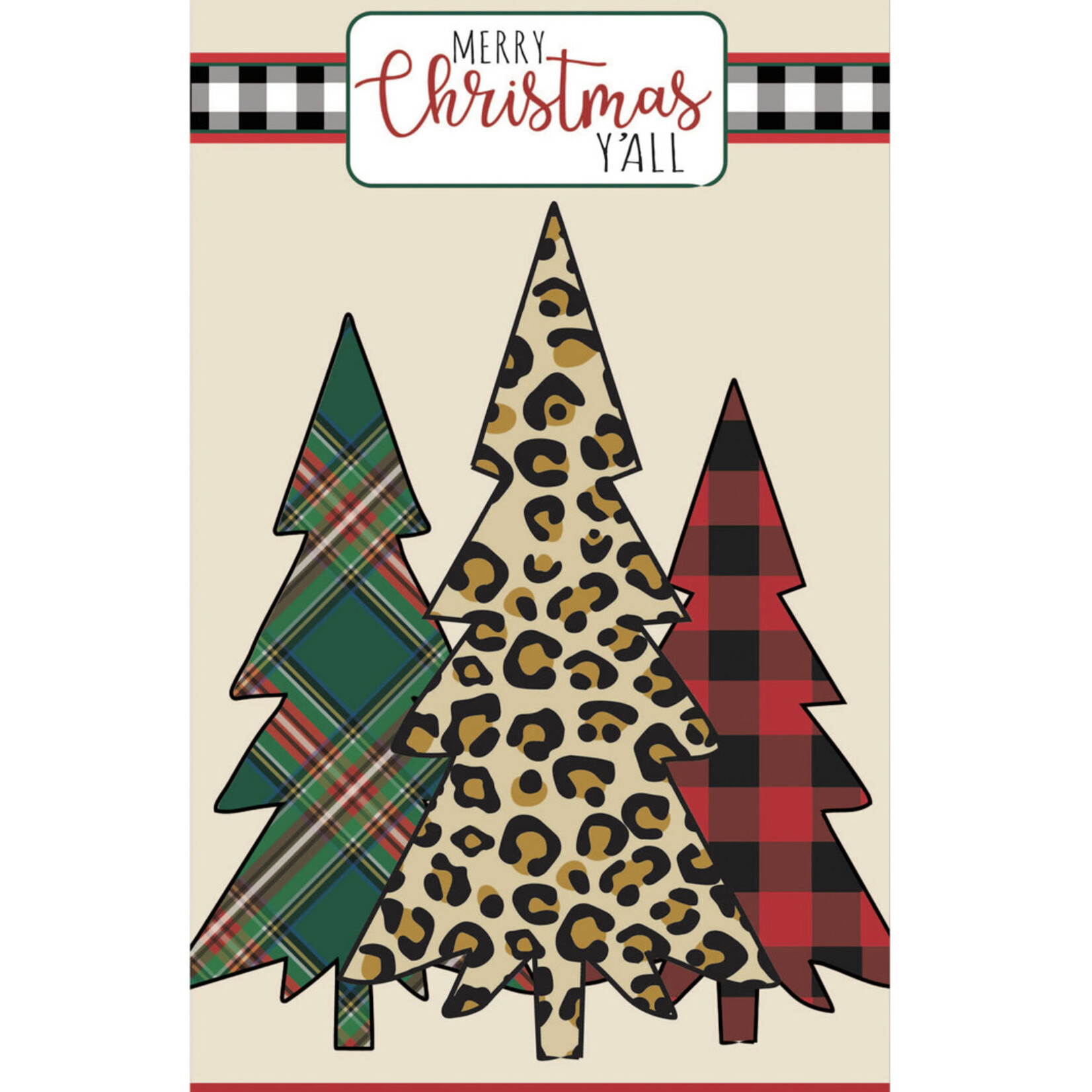 Evergreen Mixed Print Christmas Trees Garden Applique Flag