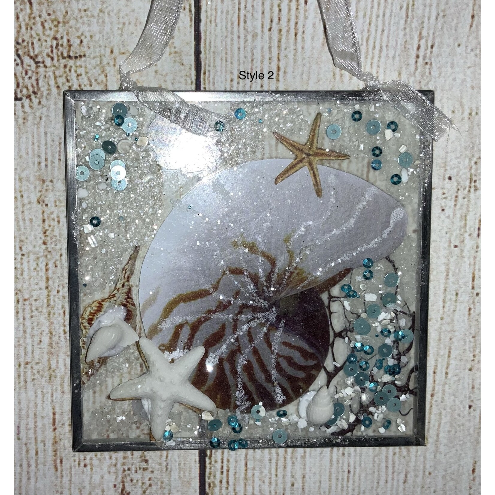 Giftcraft Square Glass Seashell Ornament