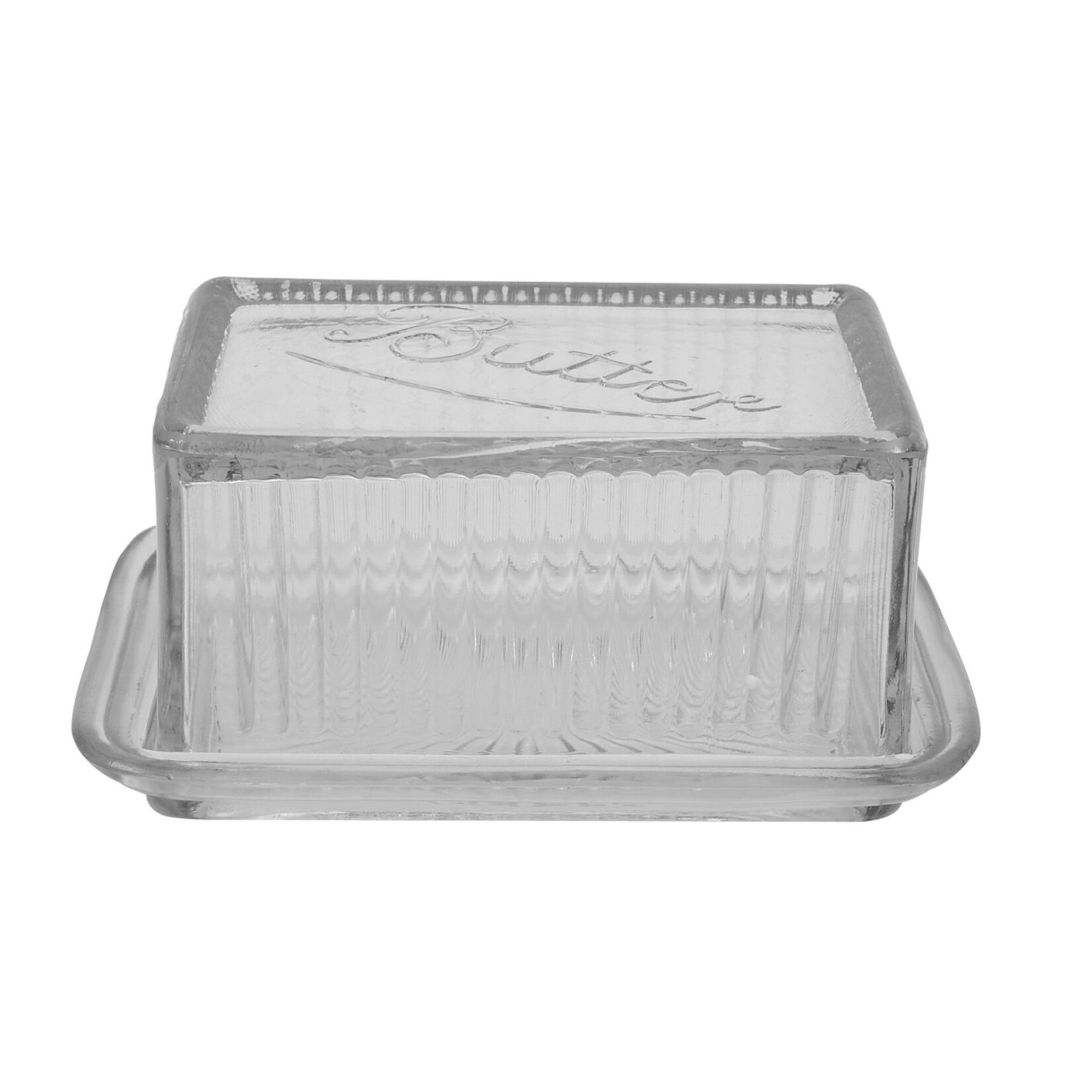 Creative Co-op Pressed Glass Butter Dish