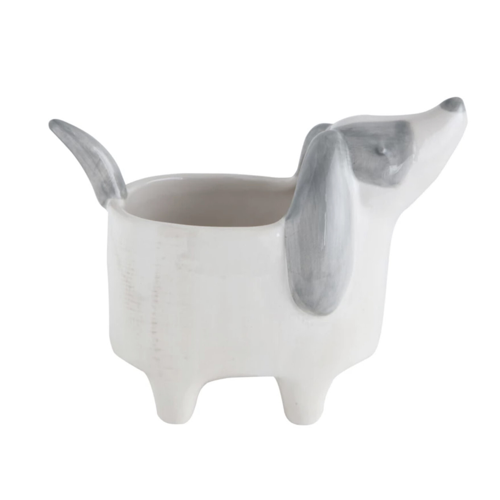 Creative Co-op Hand Painted Ceramic Dog Planter