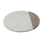 Creative Co-op Hand Carved Wood & Marble Serving Board