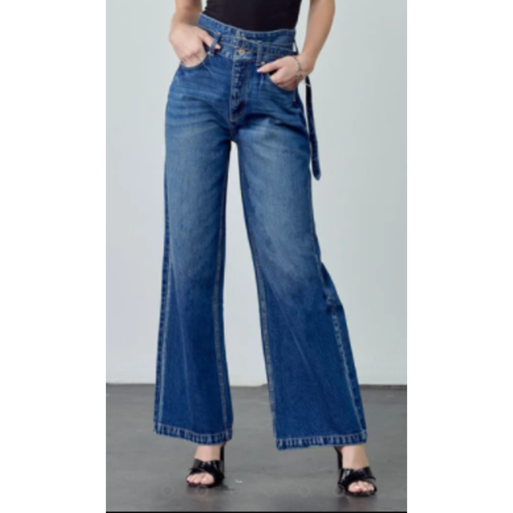 Kancan Kancan 90's Wide Leg Pant with Belt 7395D