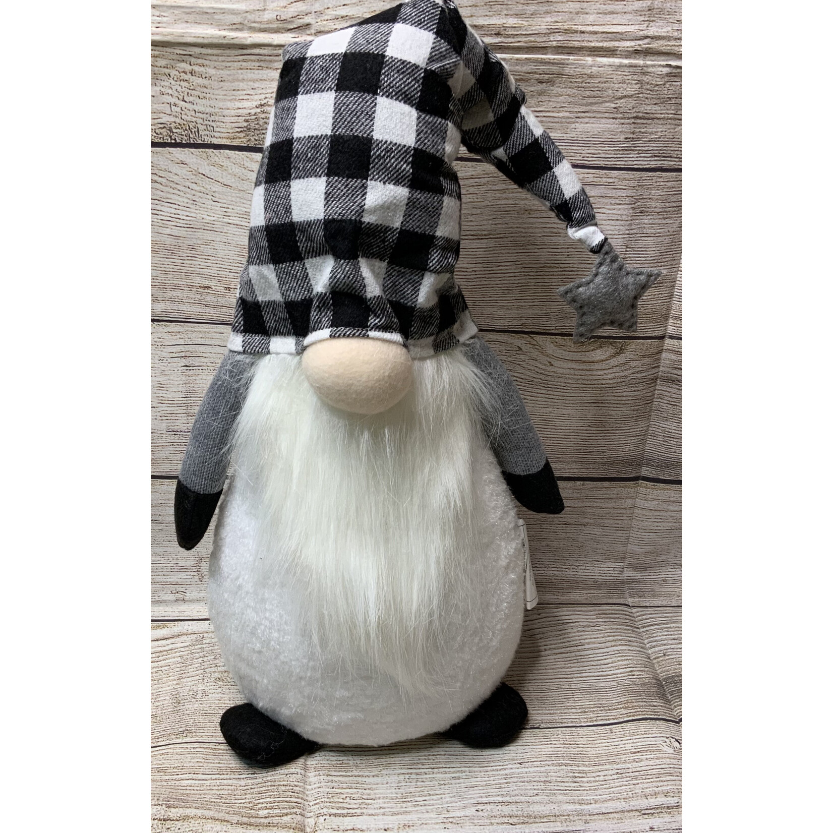 Gerson Plaid Lighted Plush Holiday Gnome, 25.5”