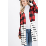 Heimish Fashion Inc. Stripe And Plaid Open Cardigan