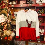 7th Ray Hooded Colorblock Buffalo Plaid Deer Head Top