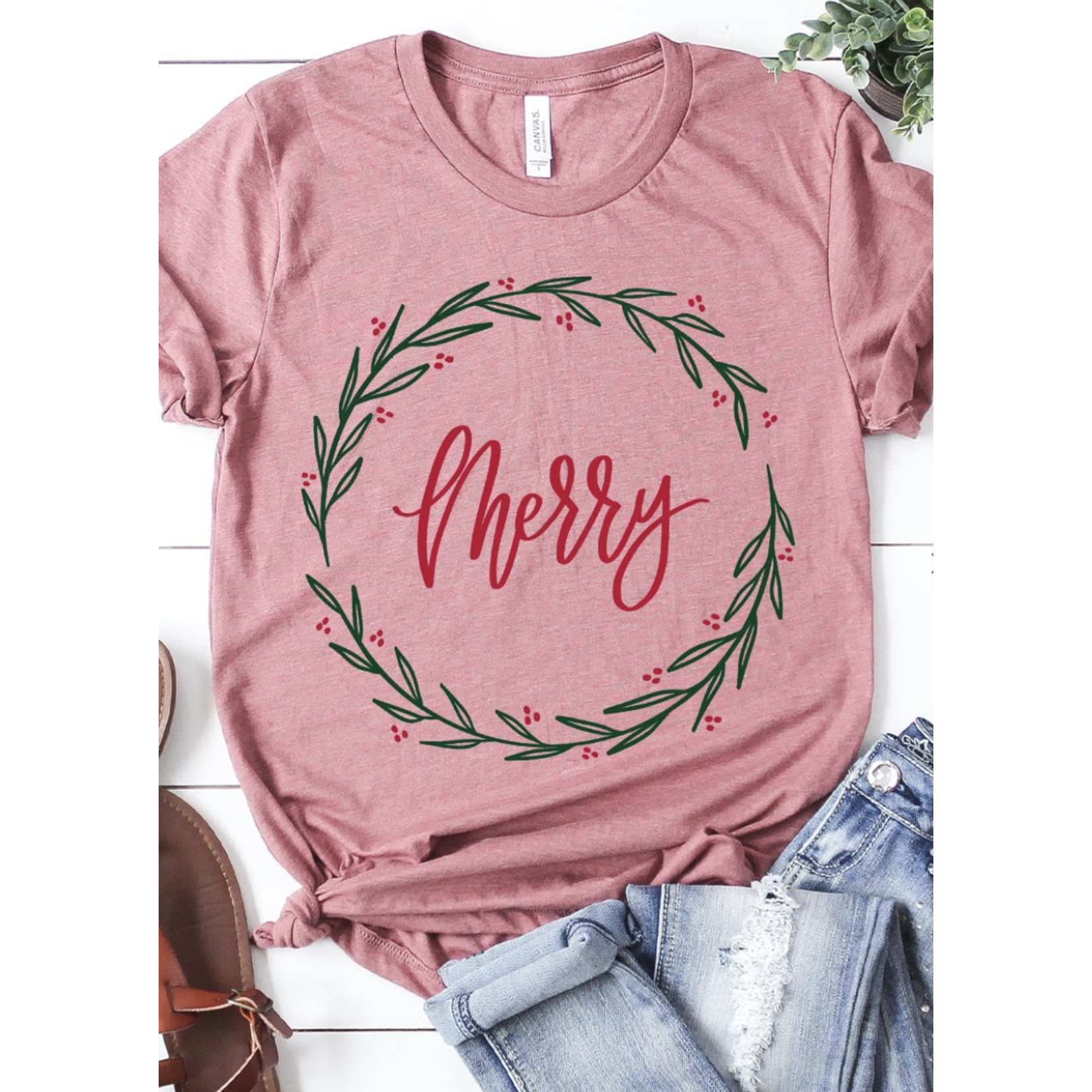 Kissed Apparel Kissed Apparel Merry Garland Circle Tee S